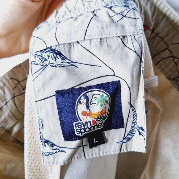 Reyn Spooner Marlin Fish Swim Trunks Shorts Large Gray Lined 7" inseam Fishing - Picture 10 of 12